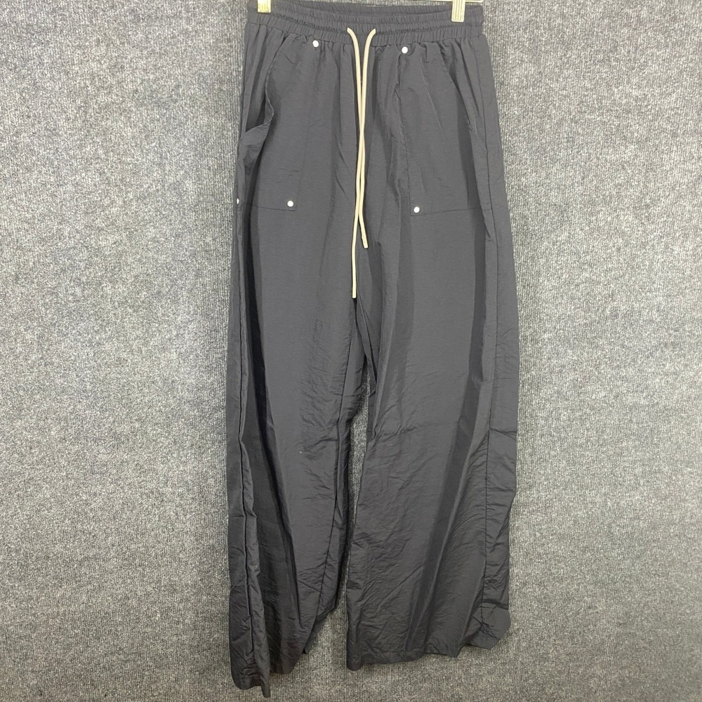 Sumwon EST.23 Black Wide Leg Nylon Track Pants Streetwear Techwear Small